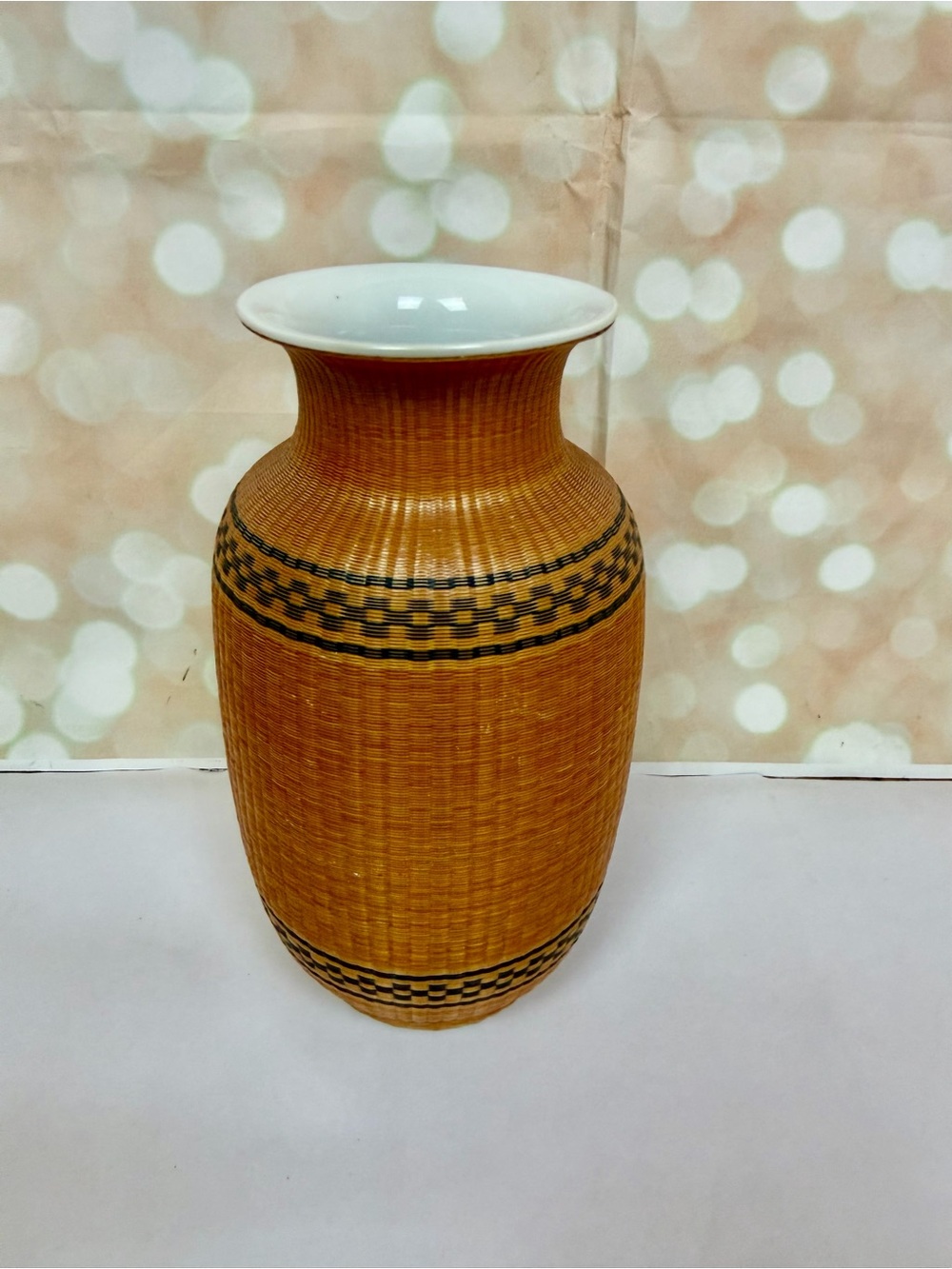 Vintage Woven Bamboo Wrapped & Encased Vase